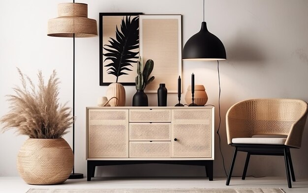 Scandinave et design intérieur de la maison du salon. AI, IA générative.