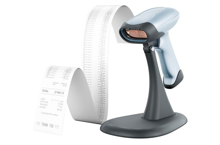 Photo scanner de lecteur de code à barres avec rendu 3d de reçu imprimé