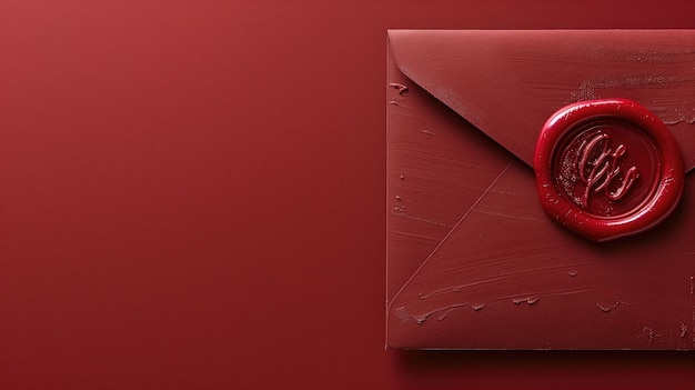 Un sceau de cire rouge sur une enveloppe scellée sur fond émettant un sentiment d'intimité ou de formalité