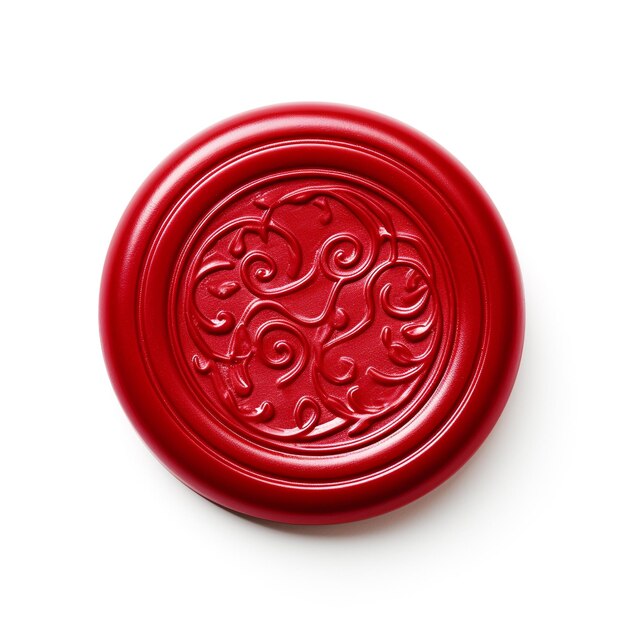 Photo sceau de cire rouge isolé sur fond blanc