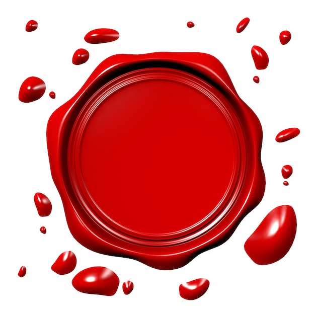 Sceau de cire rouge isolé sur fond blanc