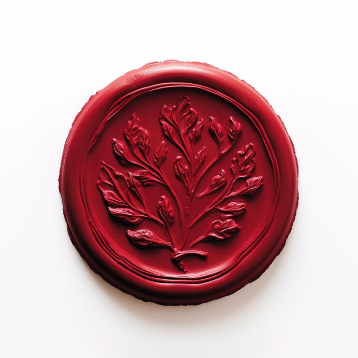 Scellé ou timbre à la cire rouge isolé