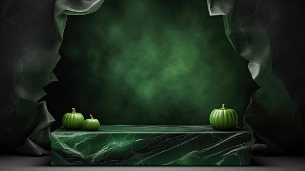 Photo scène 3d podium pour la présentation de votre produit avec décoration d'halloween thème d'arrière-plan