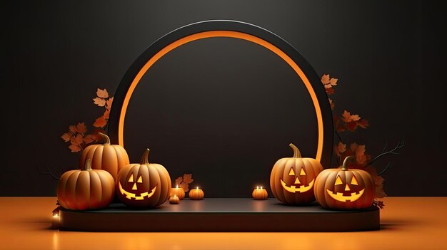 Scène 3D podium pour la présentation de votre produit avec décoration d'Halloween thème d'arrière-plan