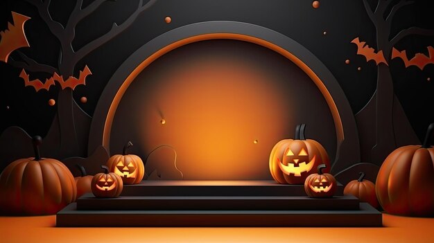 Scène 3D podium pour la présentation de votre produit avec décoration d'Halloween thème d'arrière-plan