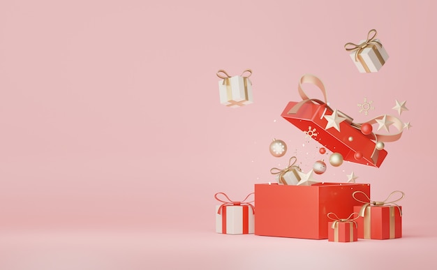 Scène d'affichage 3D pour la présentation de produits et de produits cosmétiques avec le concept de Noël et de bonne année