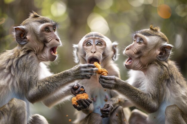 Une scène amusante d'un groupe de macaques ludiquement génératifs ai