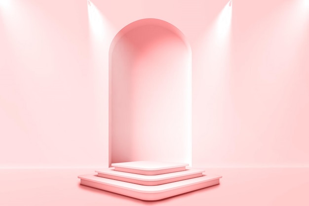 Scène d'arrière-plan minimale de rendu 3D avec podium pour l'affichage du produit