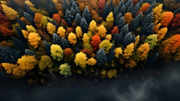 Scène d'automne de haut en bas