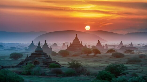 Photo scène de bagan au myanmar