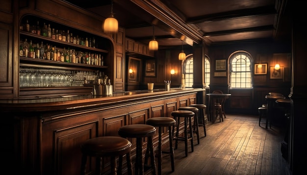 Scène de bar de saloon vintage grand format