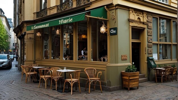 Scène d'un café en plein air au crépuscule