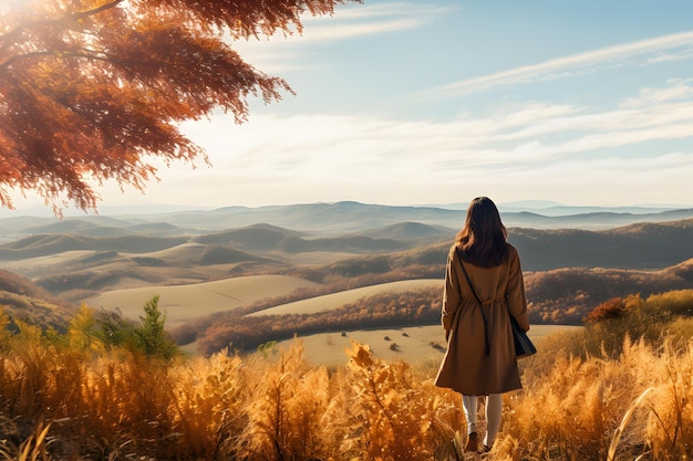 scène de campagne avec des collines automne toile de fond colorée embrassant la beauté de l'équinoxe