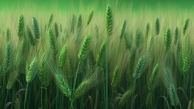 Une scène de campagne sereine avec un vaste champ de blé vert Generative ai