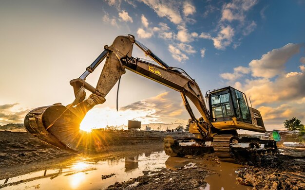 Scène de chantier avec une excavatrice