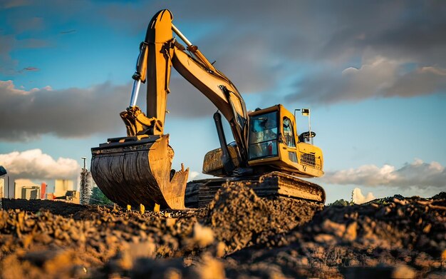 Scène de chantier avec une machine