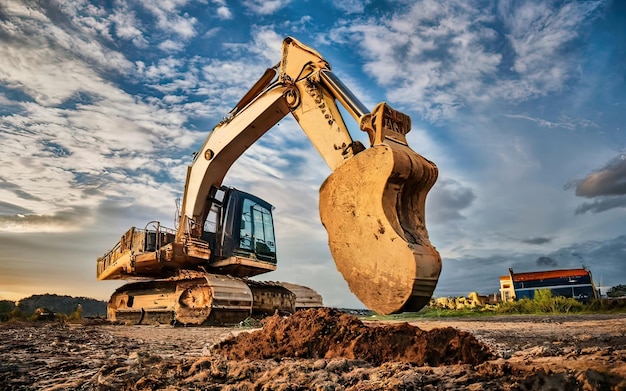 Scène de chantier avec une machine