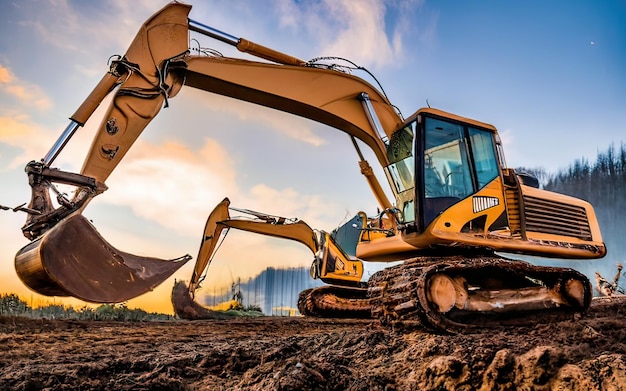 Scène de chantier avec une machine