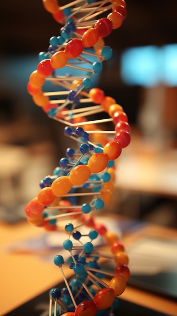 Scène de classe de biologie modèle 3D d'un brin d'ADN papier peint mobile vertical