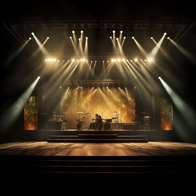 scène de concert en arrière-plan avec écran et projecteurs