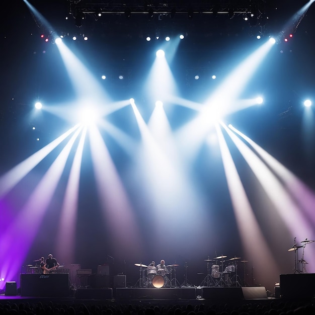 Scène de concert sur des instruments de musique de festival de rock générés par l'IA