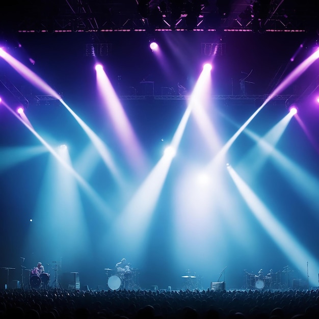 Scène de concert sur des instruments de musique de festival de rock générés par l'IA