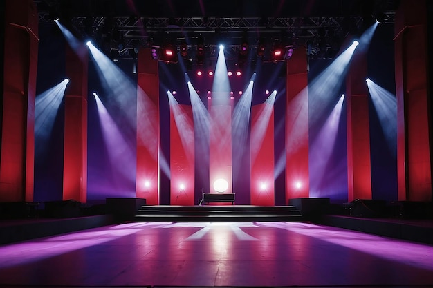 scène de concert lumières violettes rouges dans un studio