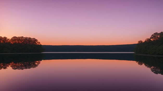 Une scène d'un coucher de soleil expressif et unique sur un lac