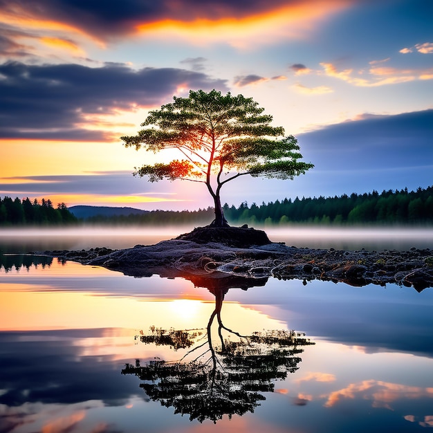 Scène à couper le souffle où un petit arbre