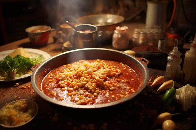 Scène de cuisson de Pozole fait maison