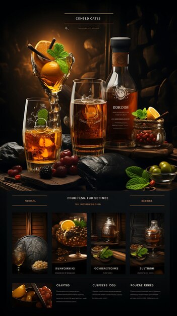Photo scène de dégustation de whisky collection avec une palette terreuse raffinée whi poster menu flyer design art