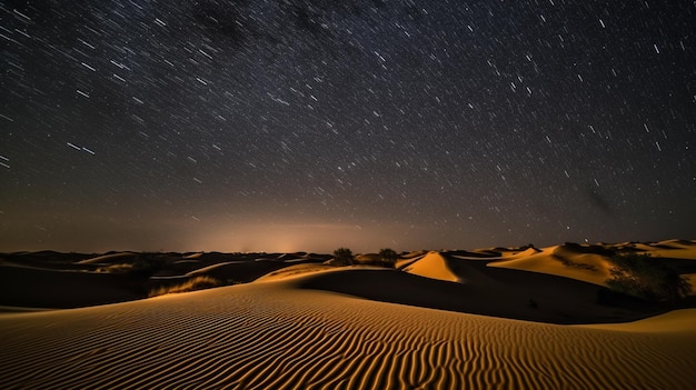 Une scène de désert avec des étoiles et le ciel