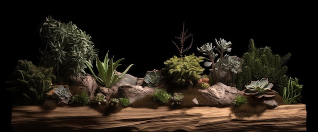 Une scène de désert miniature avec une petite scène de désert.