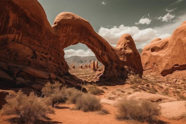Une scène désertique avec une scène désertique et une scène désertique.