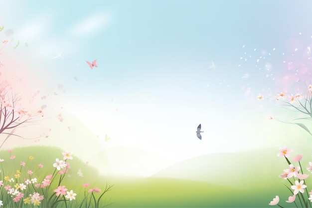 Une scène de dessin animé avec une fleur et un papillon