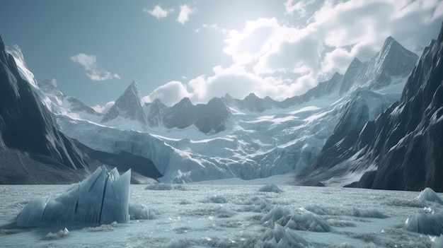 Une scène du jeu icebergs