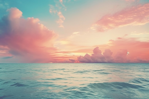 Scène du lever du soleil éveillant l'océan tropical dans un style artistique