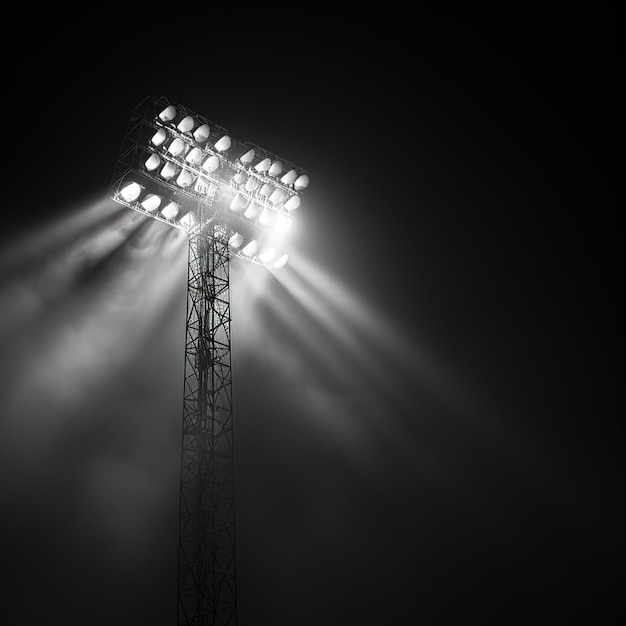 Une scène dynamique dans un stade de football au crépuscule fumée et foule