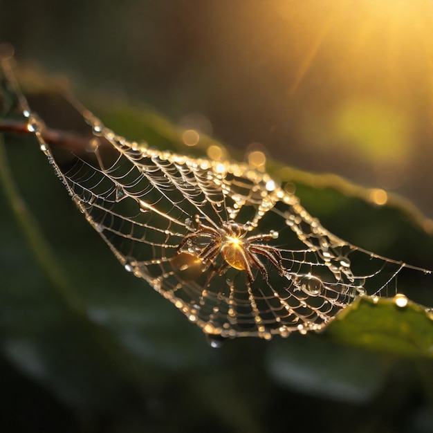 Scène enchanteuse des araignées embrassées par l'IA du Web