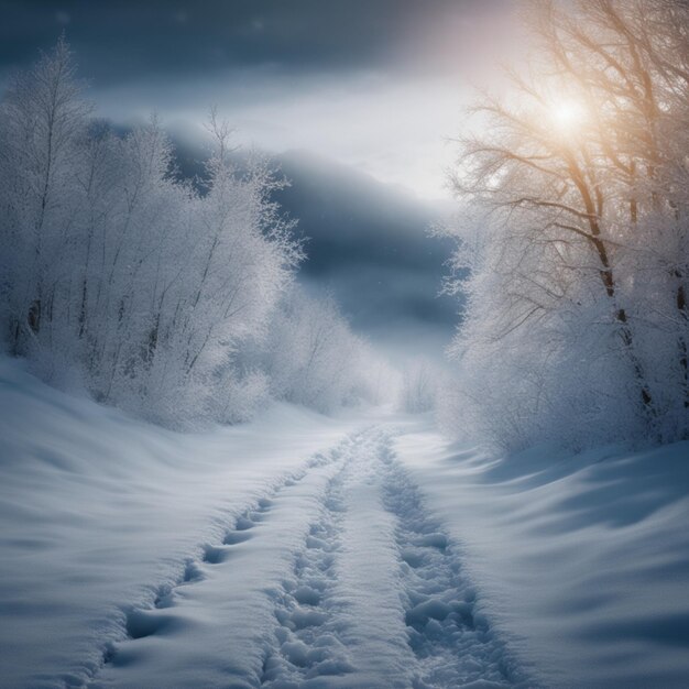 Scène enneigée neige d'hiver