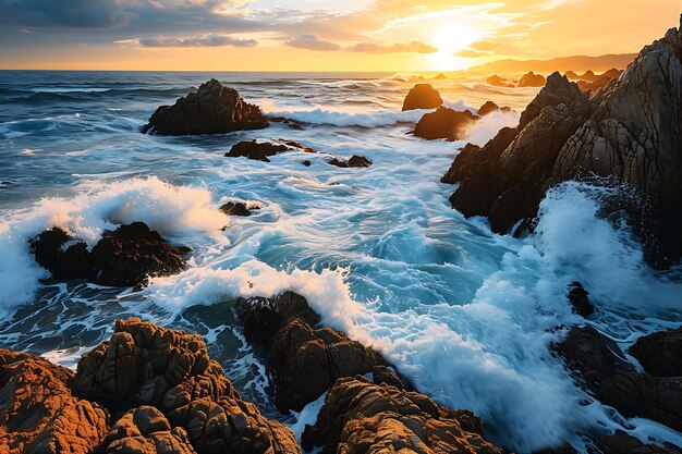 La scène époustouflante des vagues de l'océan