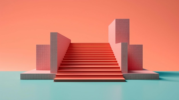 Photo une scène d'escalier colorée