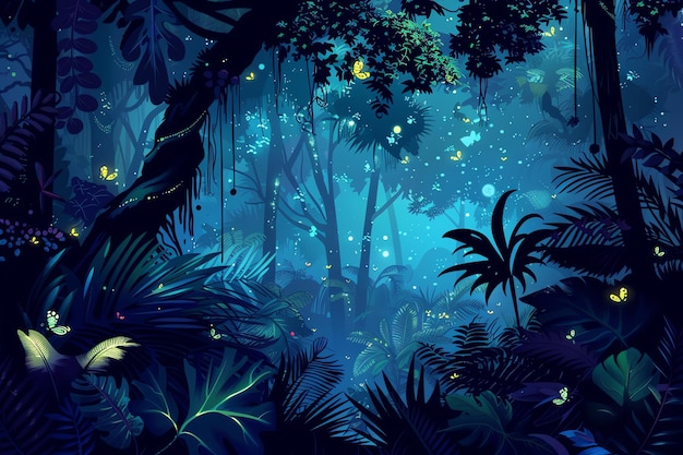 Scène fantastique dans la jungle