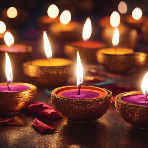 Scène de la fête des lumières de Diwali