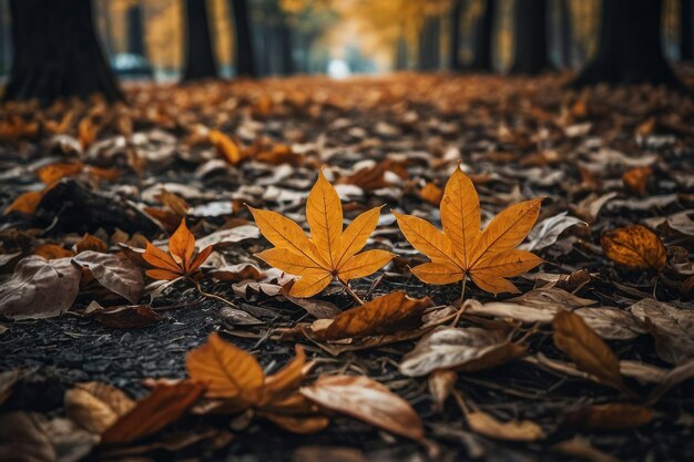 Scène des feuilles de la saison d'automne