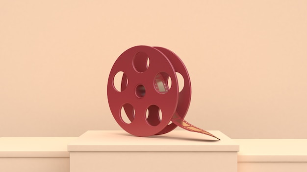 Scène de film de film d&#39;or rouge roll concept de cinéaste de cinéma de rendu 3d