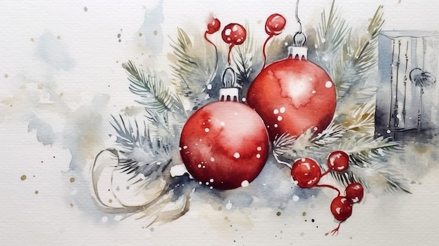 Scène de fond blanc Noël aquarelle AI générative