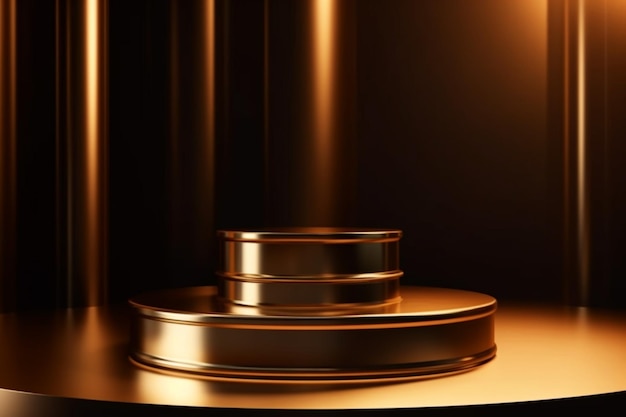 Scène de fond de podium en or de luxe pour l'affichage de la présentation du produit