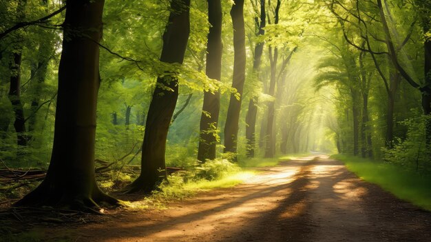 Une scène de forêt ensoleillée