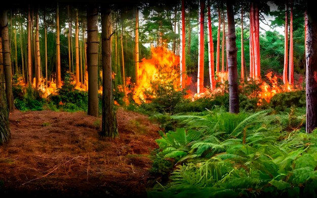 scène de forêt de feu